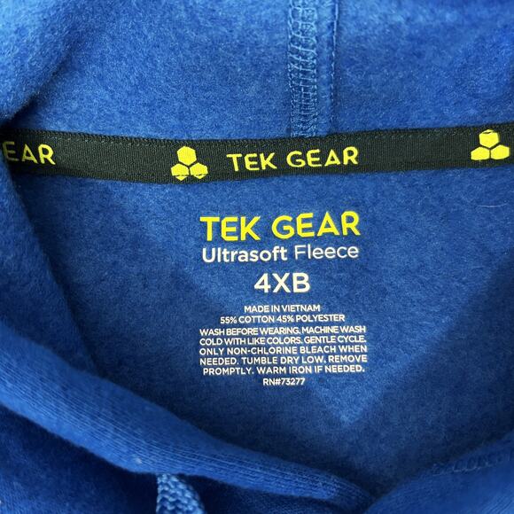 Tek Gear Hoodie Mens 4XB Royal Blue Fleece Sweatshirt Pullover Ultrasoft Winter - Picture 3 of 7